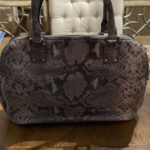 Tory Burch Thea Snakeskin Leather Triple Compartment Satchel Bag